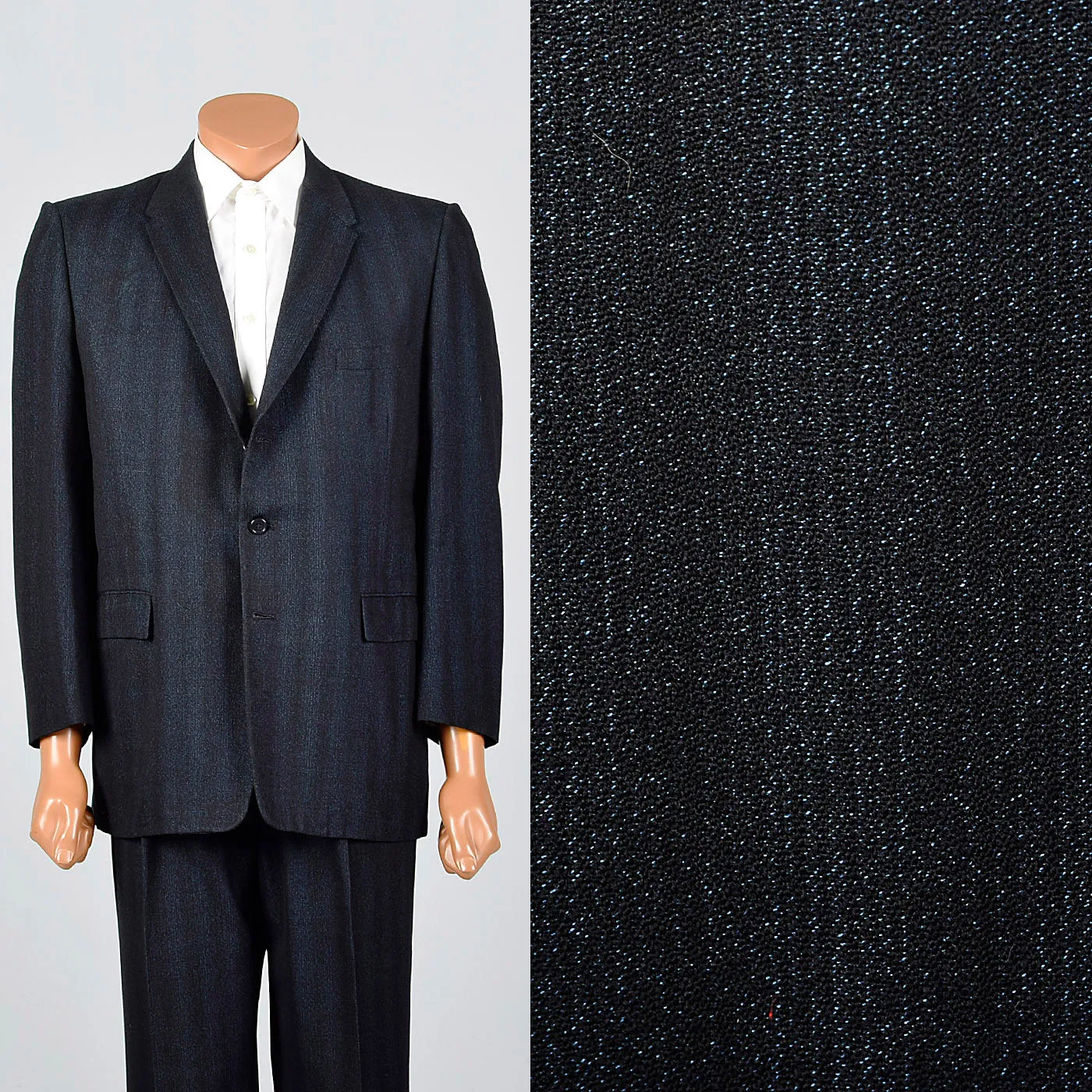 1950s Mens Black Two Piece Suit