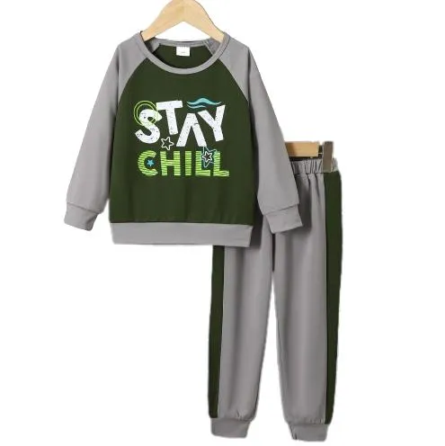 3-8Y Baby Boys Fall Winter Outfits Pants Set Color Block Round Neckline Tops Elastic Pants 2Pcs Casual Clothing From 3y-8y Gray Catpapa 462307152