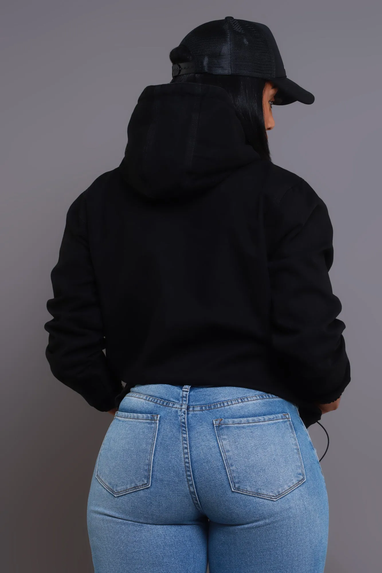 Always Gone Oversized Denim Hoodie - Black