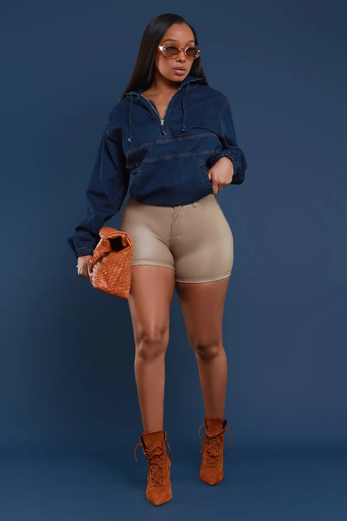Always Gone Oversized Denim Hoodie - Dark Wash