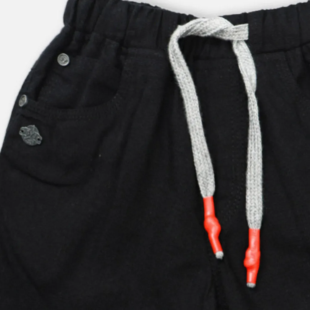 Black Plain Casual Shorts