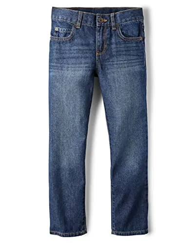 Boys Basic Straight Leg Jeans, Carbon Wash,