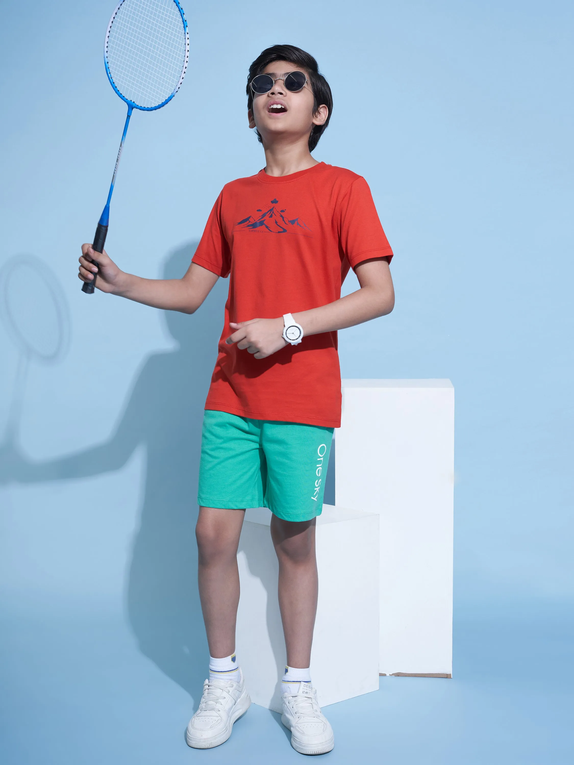 Boys Sport Green Casual Shorts