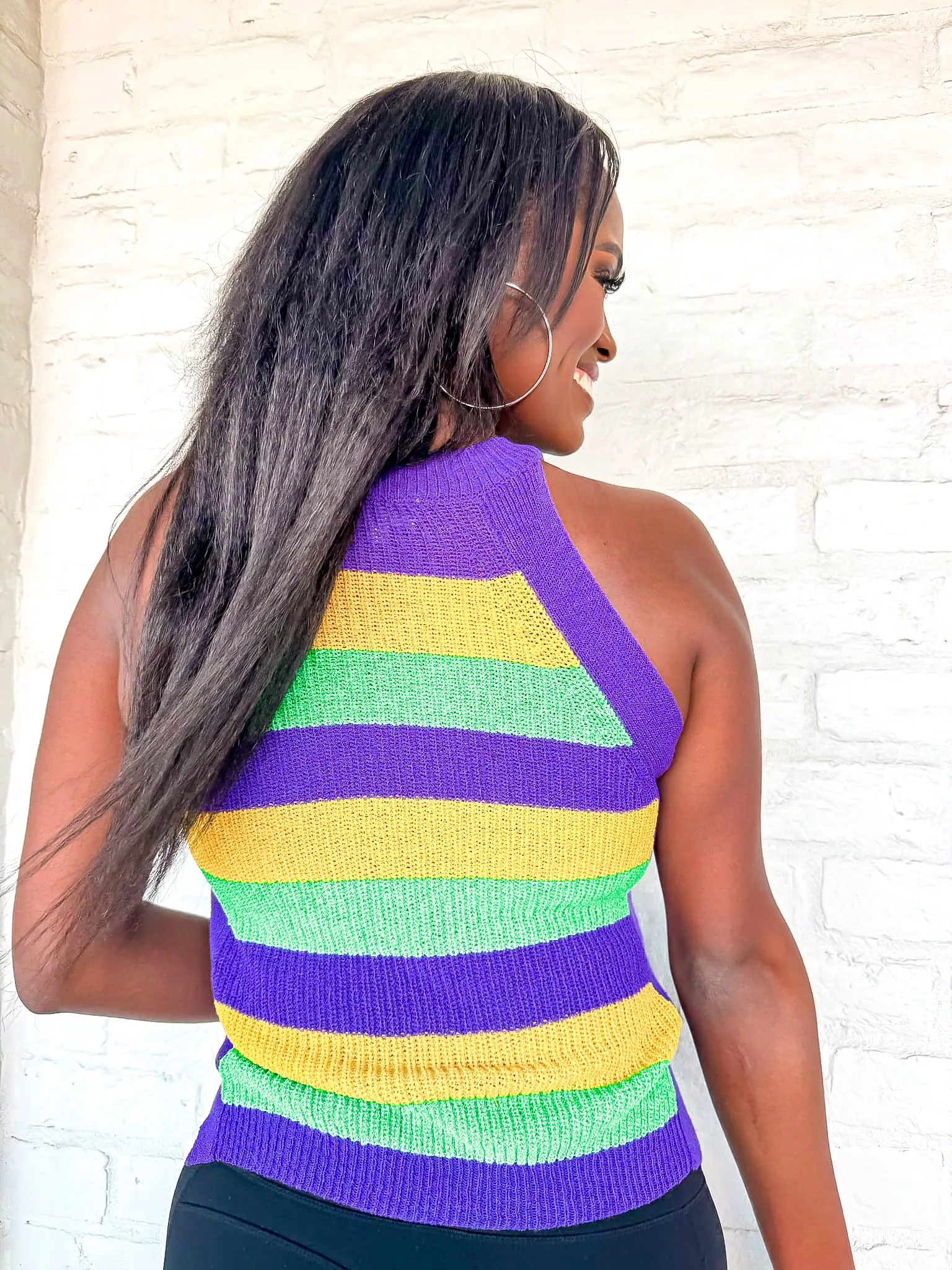 Chill Parade Striped Halter Top