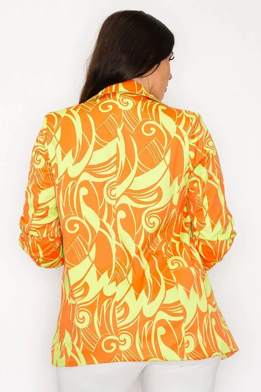 Citrus Twist Long Shirred Jacket