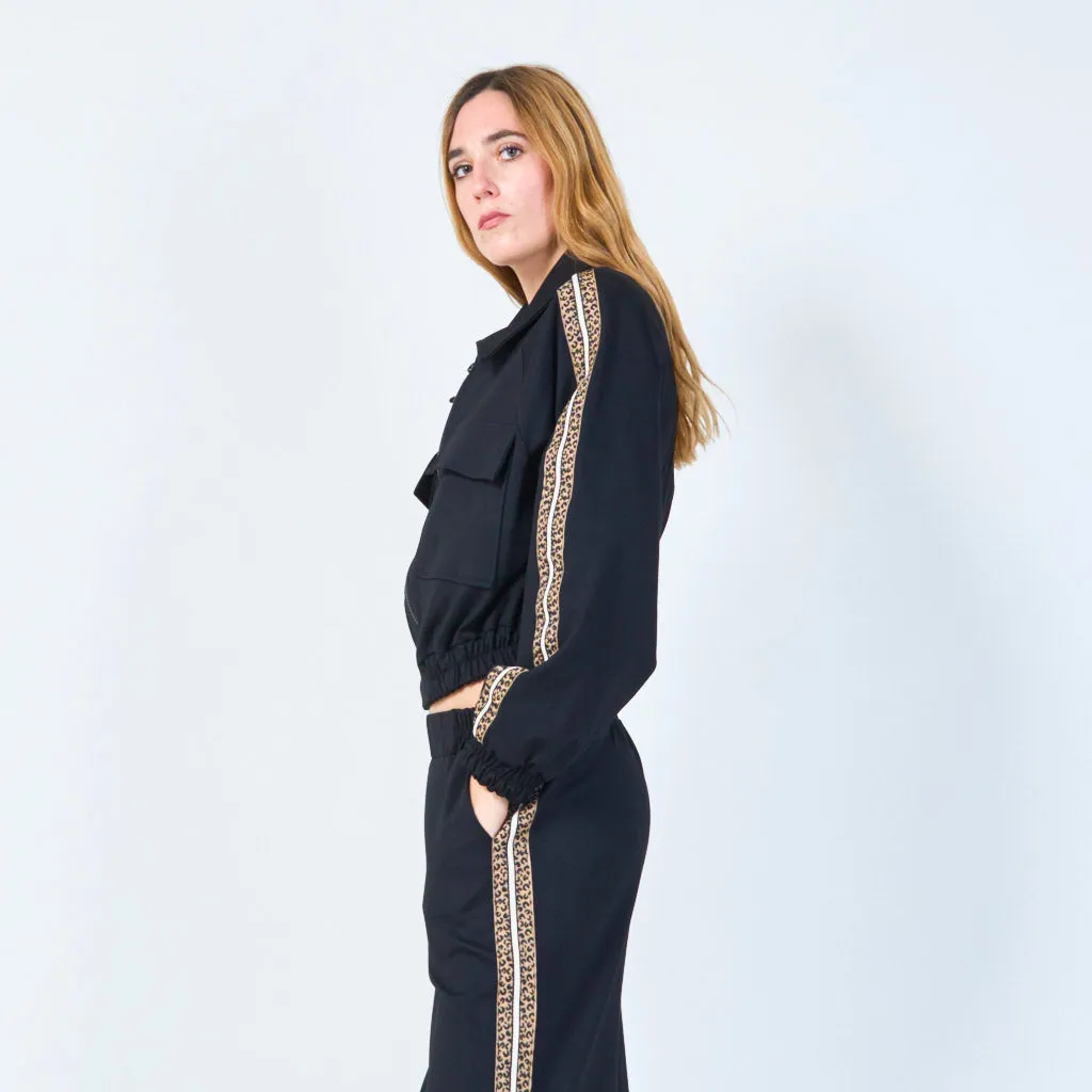 Cropped jacket with shoulder trim wholesale