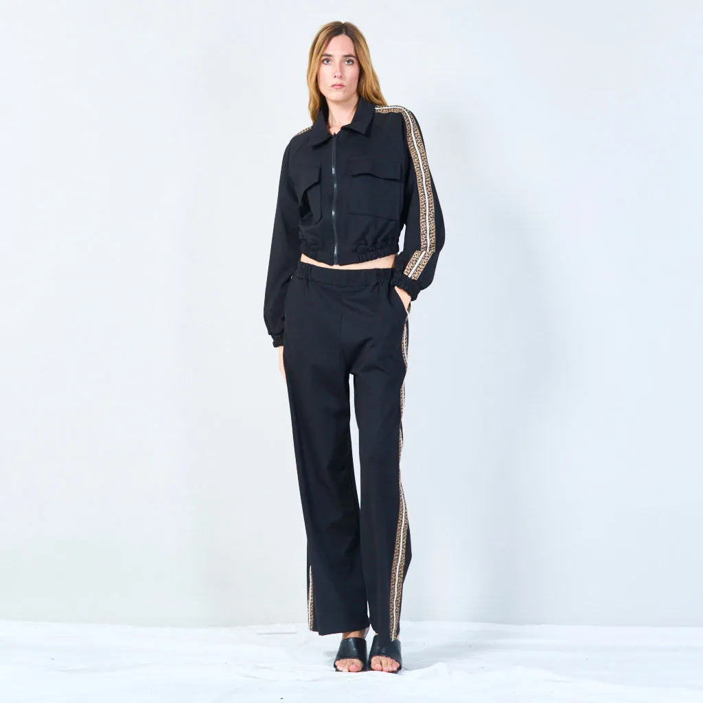 Cropped jacket with shoulder trim wholesale