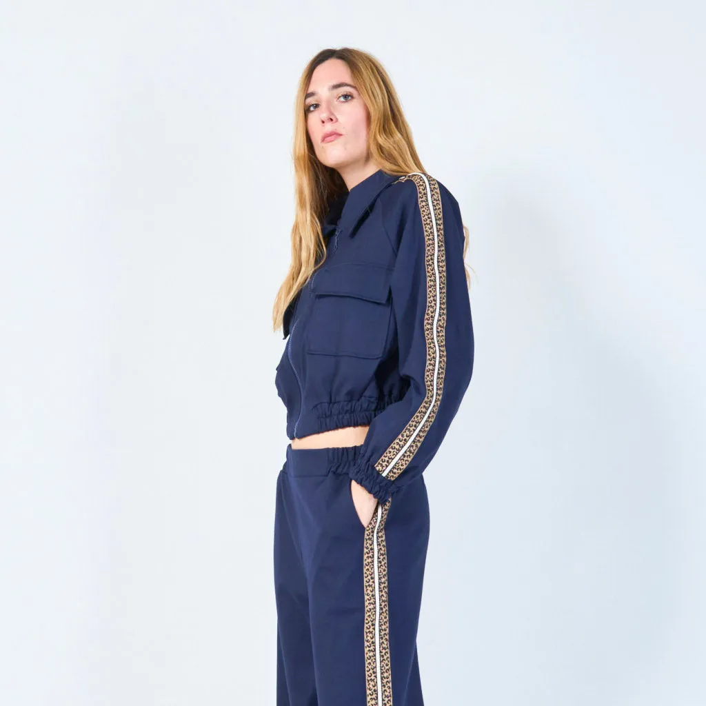 Cropped jacket with shoulder trim wholesale