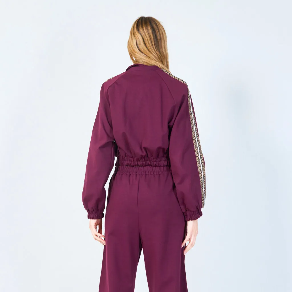 Cropped jacket with shoulder trim wholesale