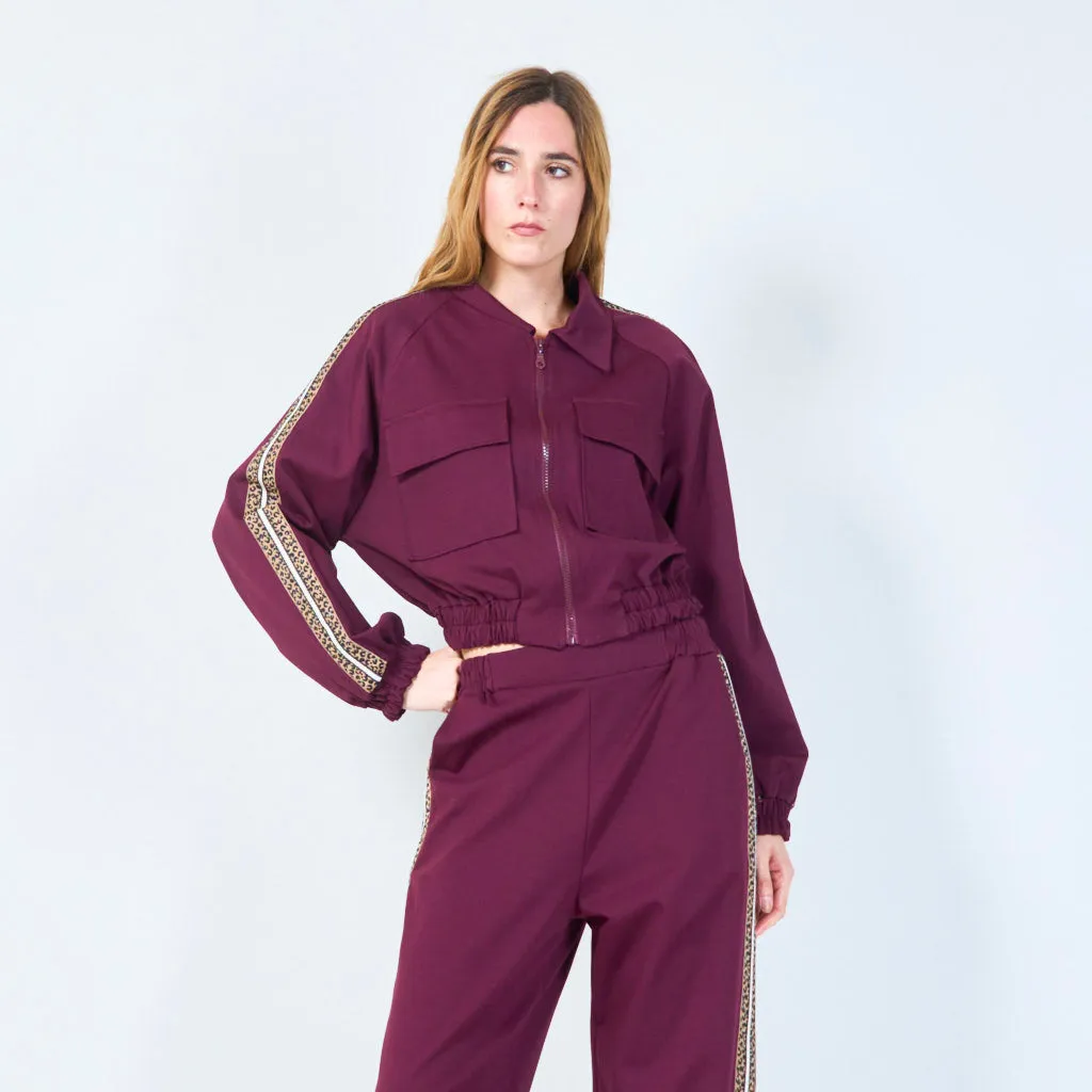 Cropped jacket with shoulder trim wholesale