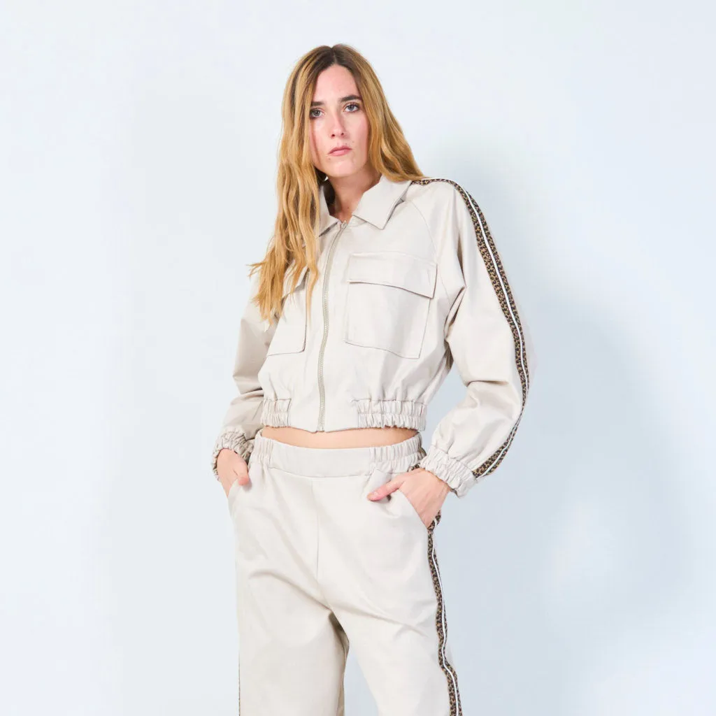 Cropped jacket with shoulder trim wholesale