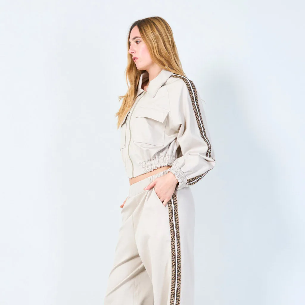 Cropped jacket with shoulder trim wholesale