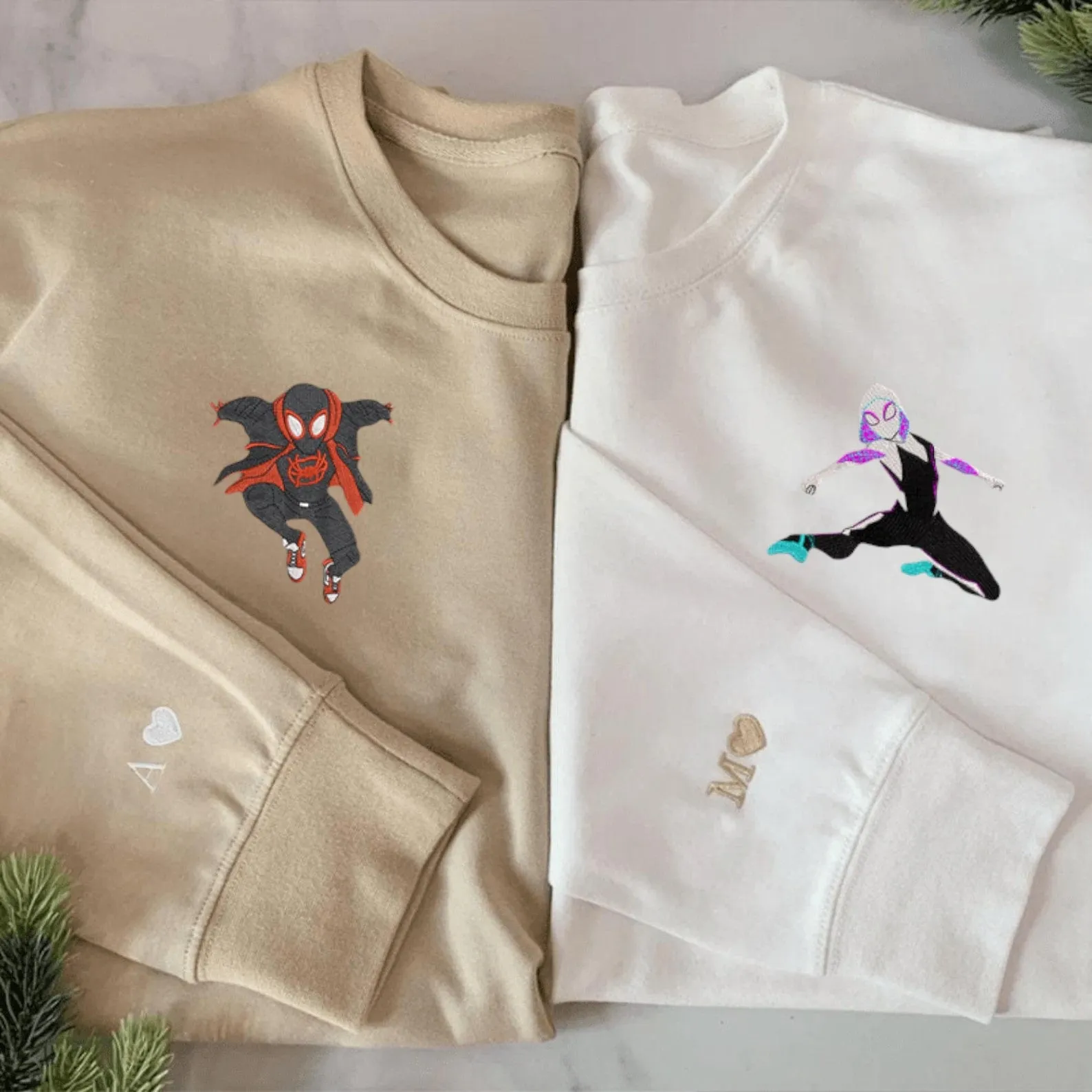 Custom Spider Superhero Matching Couple Hoodies – Personalized Superhero Sweatshirts for Couples