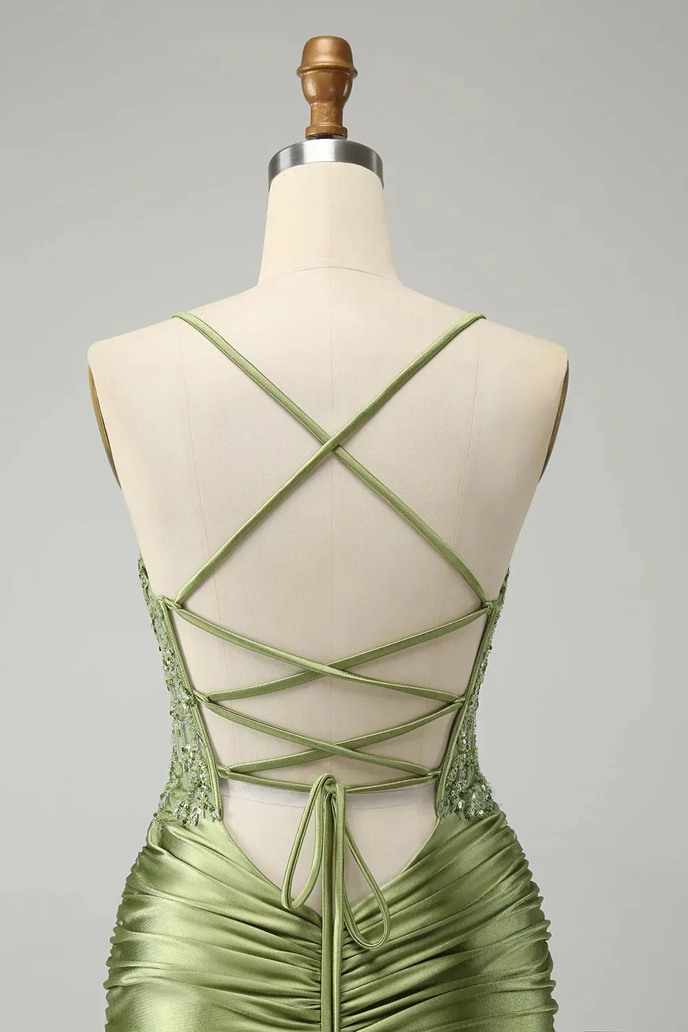 Fashion Homecoming Dress Sparkly Light Green Sequins Corset Graduation Dresses