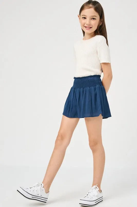 Girls Smocked Waist Shorts