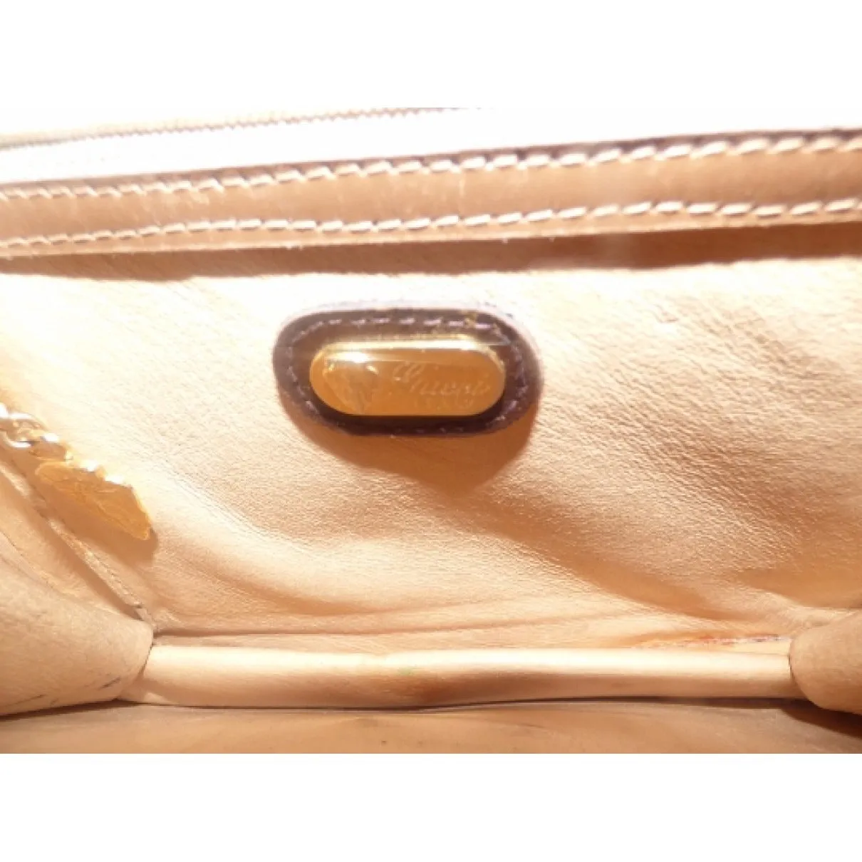 GUCCI 1960's 'Padlock' brown & tan leather boxy purse