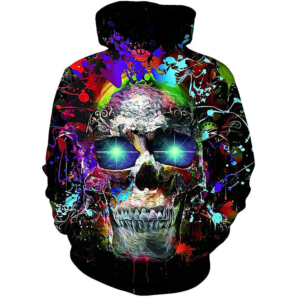 Hoodie Shirt Colorful Skull Eyes Digital Printing Leisure