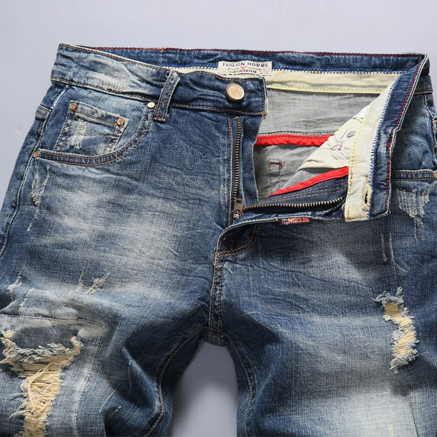 Men's Summer Casual Slim Denim Ripped Shorts