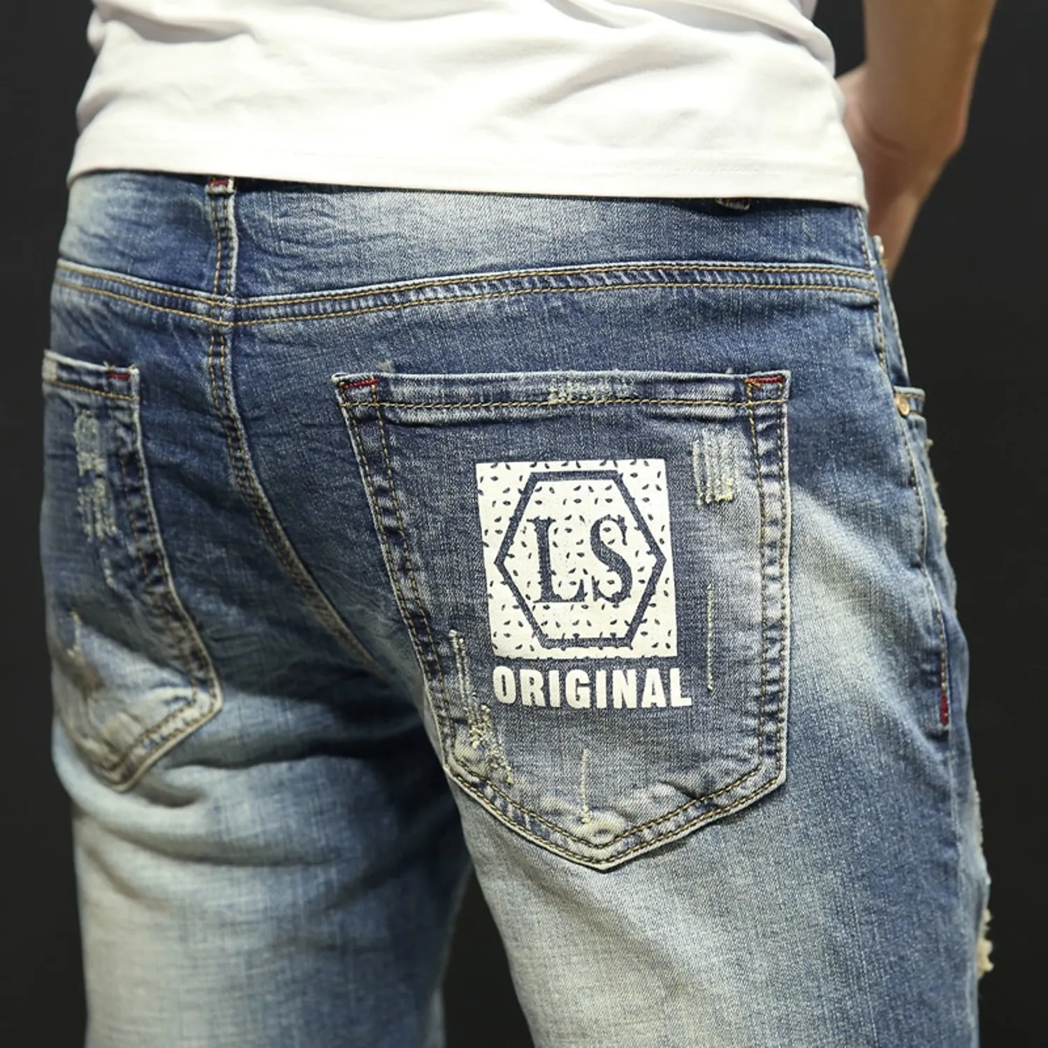 Men's Summer Casual Slim Denim Ripped Shorts