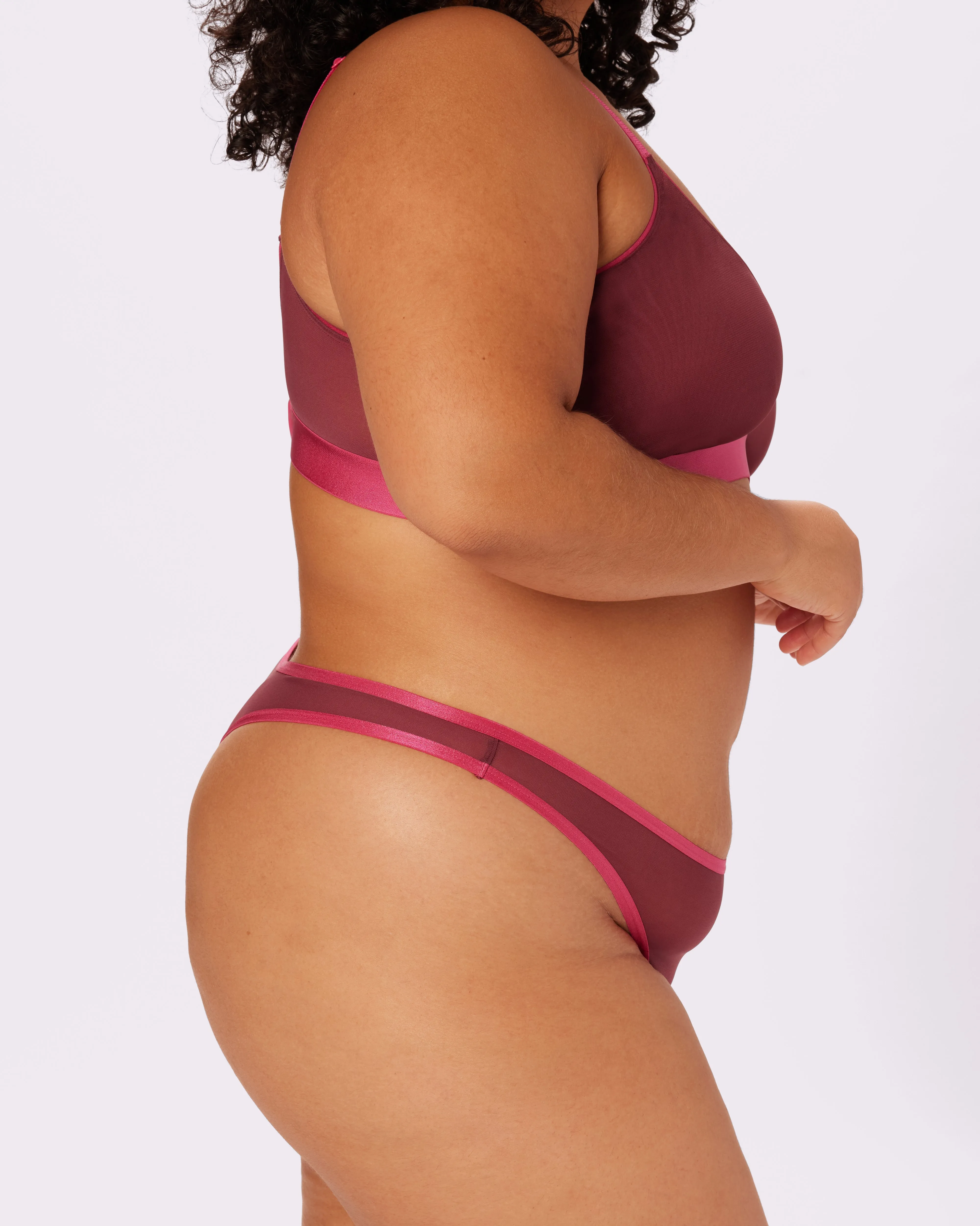 Mid-Rise Thong | Silky Mesh | Archive (Blackberry Pop)