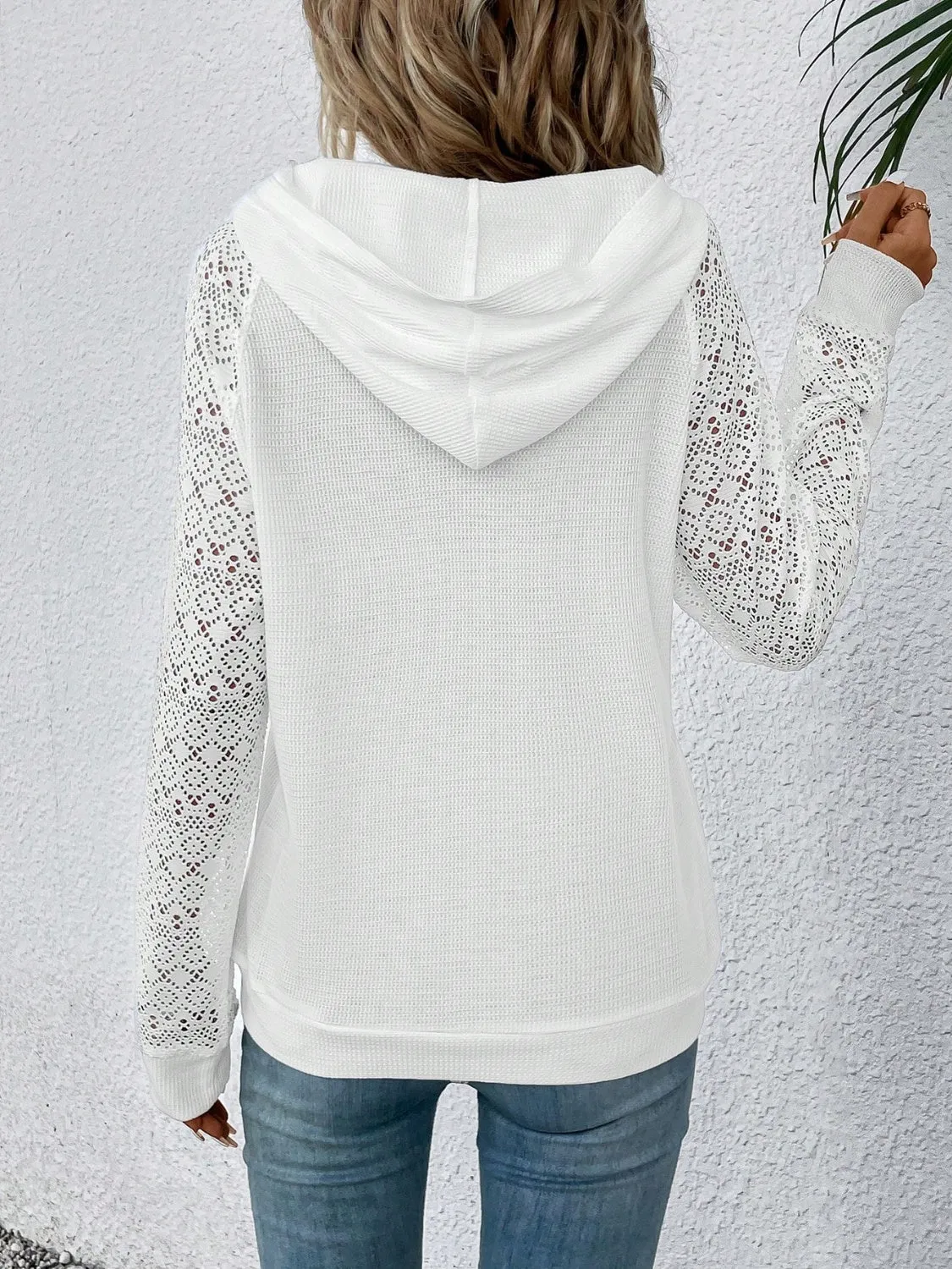 NicholesGifts Women Waffle-Knit Long Sleeve Hoodie