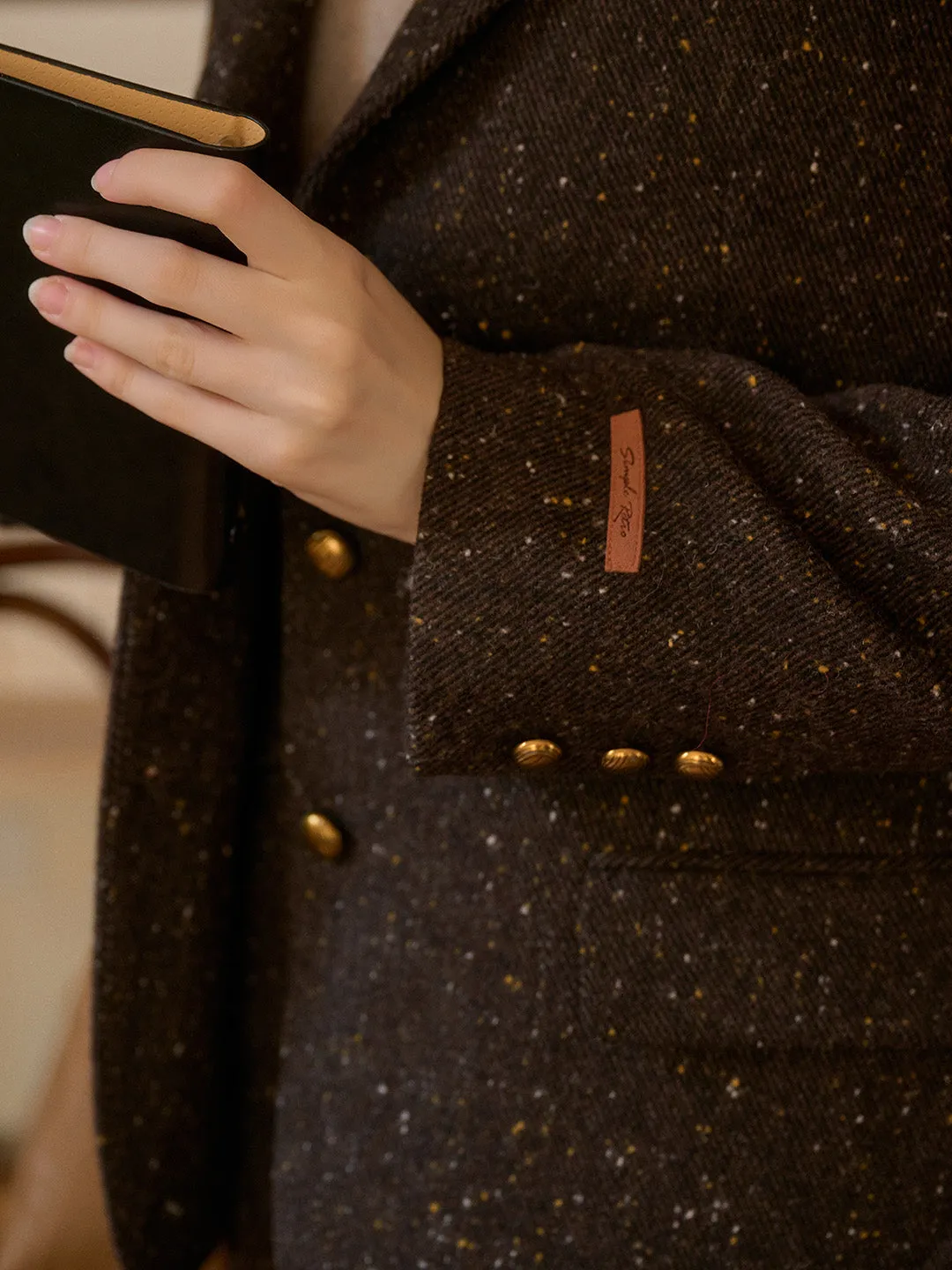 Novalee Versatile Notched Lapel Vintage Metal Button Pocket Blazer