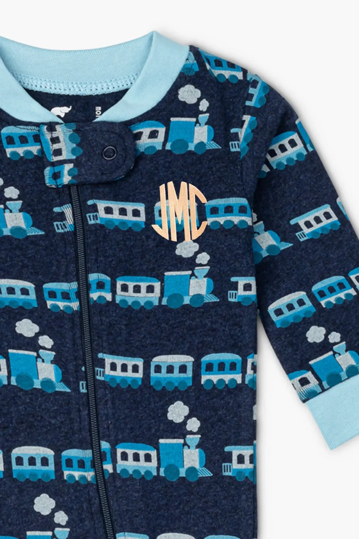 One-Piece Baby Pajamas_Blue Trains