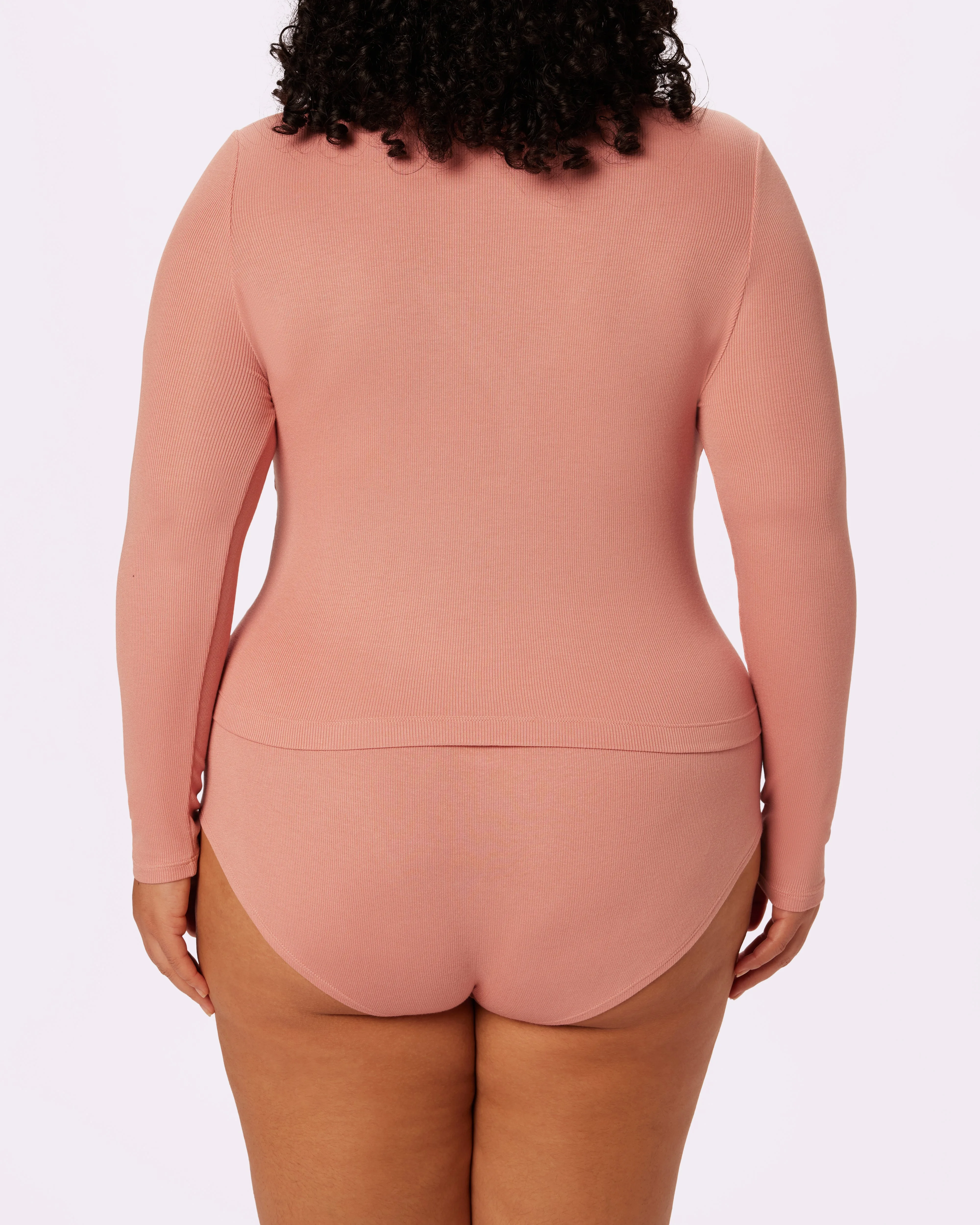 Perfect Rib Long Sleeve Henley | Lush Rib | Archive (Hot Honey)