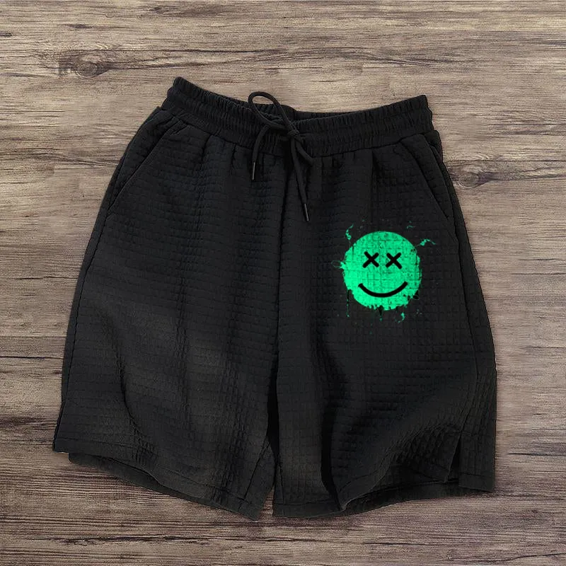 Printed casual waffle shorts