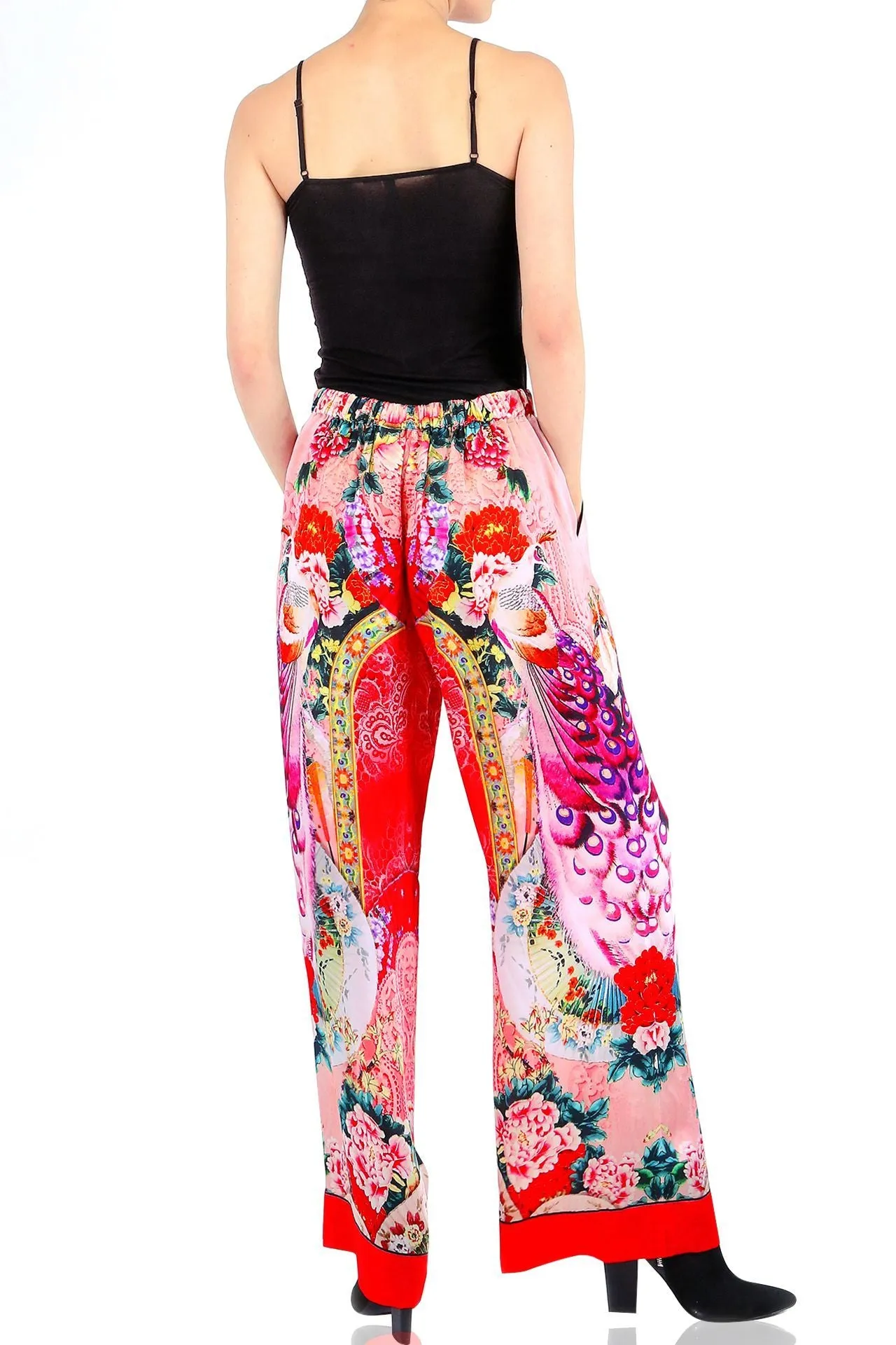 Printed Silk Pants Coral