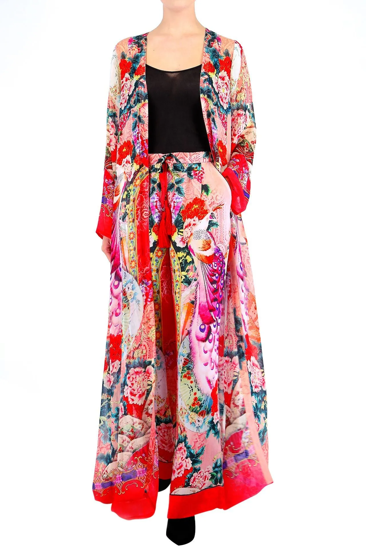 Printed Silk Pants Coral