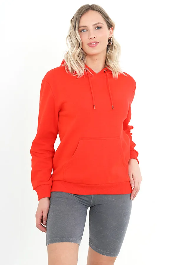 RED PLAIN DRAWSTRING HOODED SWEATSHIRT