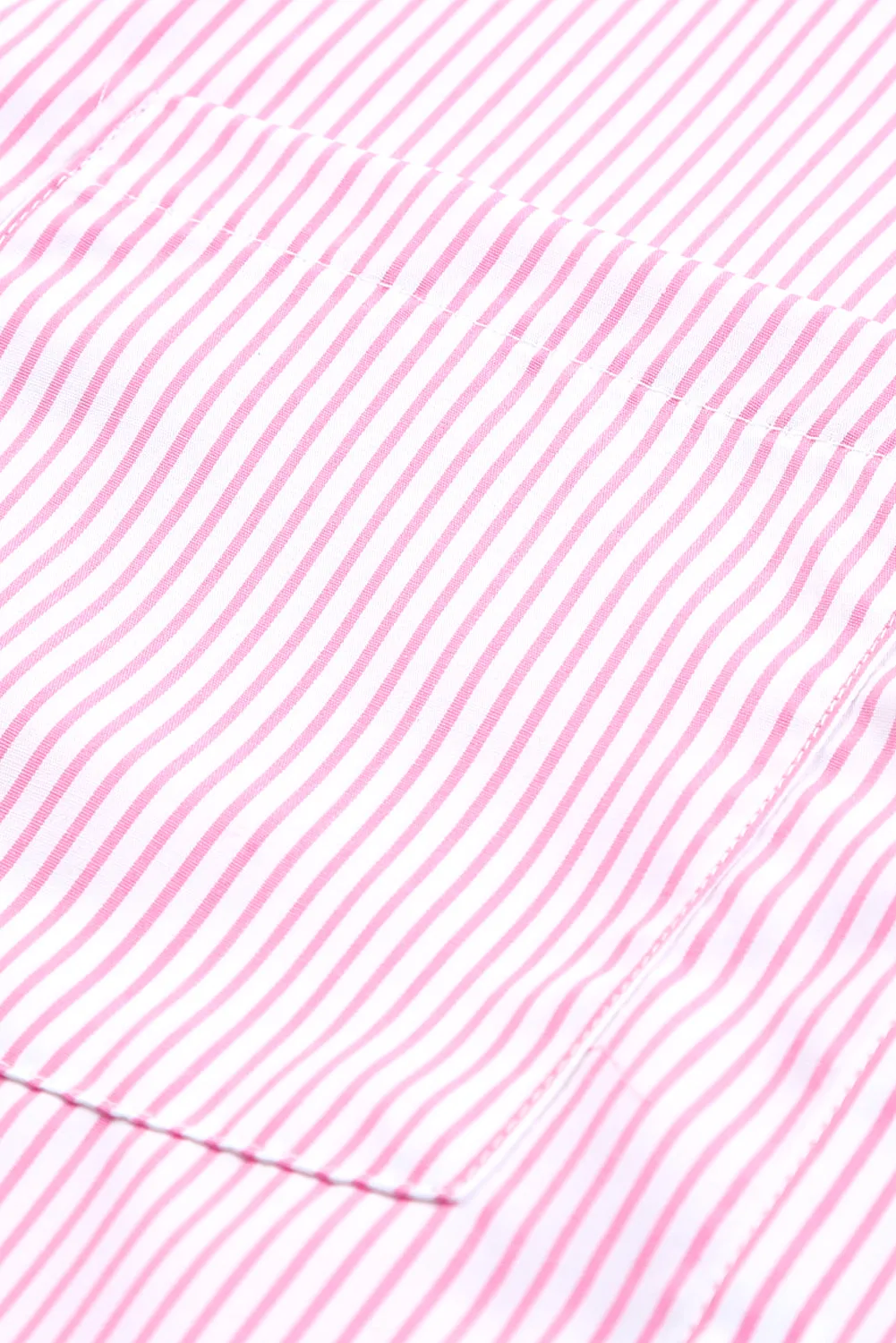Smocked Cuffed Striped Boyfriend Shirt with Pocket