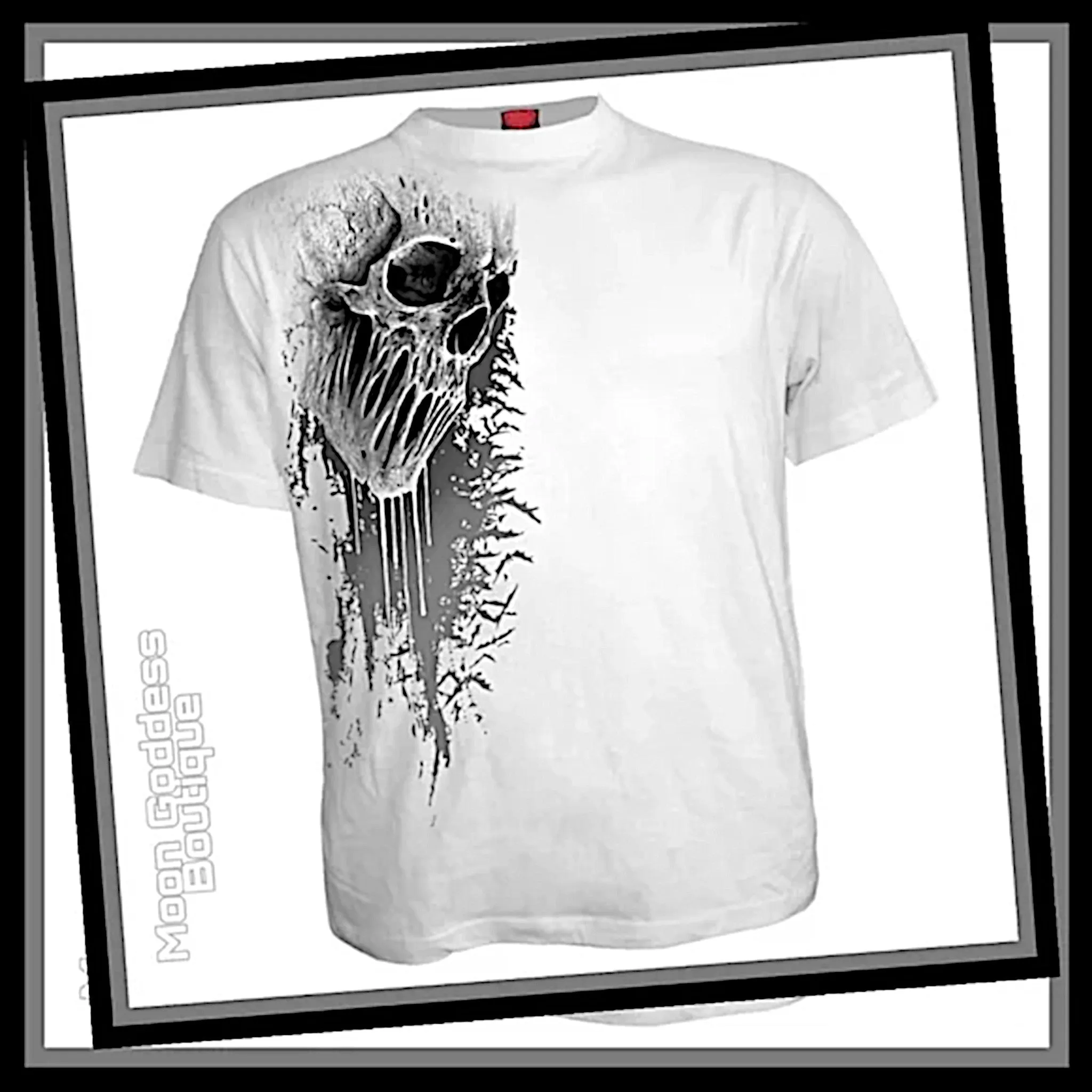 Spiral Direct Men's Gothic Skull Bat Graphic Tee | White