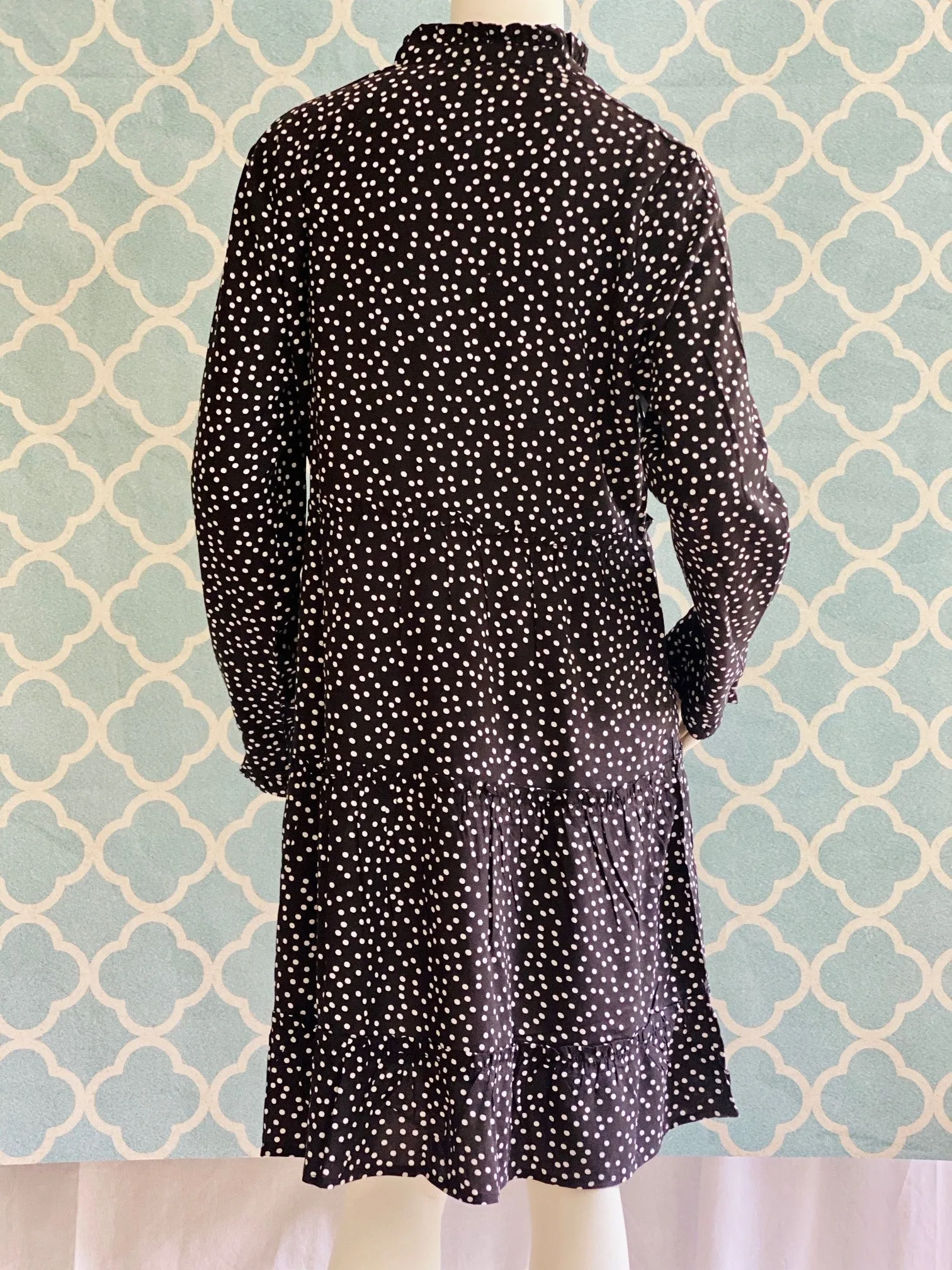 The Kirby Black and White Pin Dot Tiered Dress