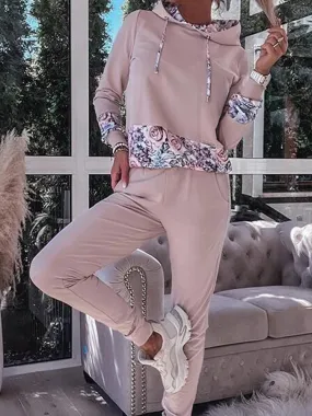 UAKISS  -  Tracksuits Suits Women Casual Hoodies Sweatpants Floral Print Warm Suits Autumn Winter Pullover Sweatshirts Pants 2 Piece Set
