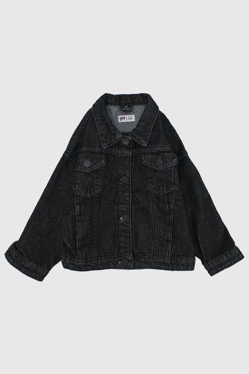 Unisex Black Long-Sleeved Jean Jacket