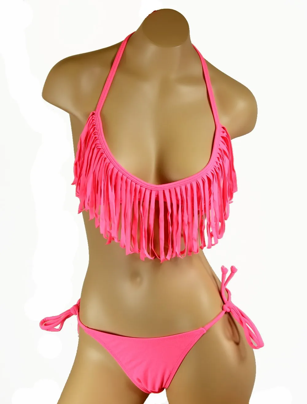 Women's Two Piece Fringe Triangle Top Swim Bikini Set