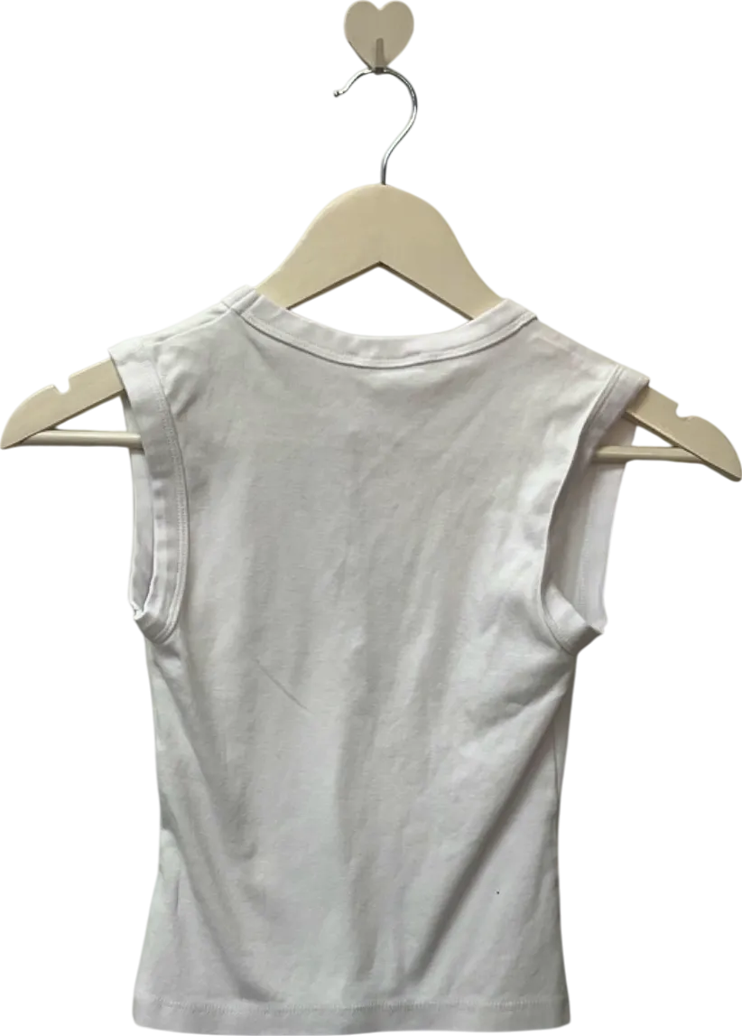 Zara White V-Neck Sleeveless Top UK S